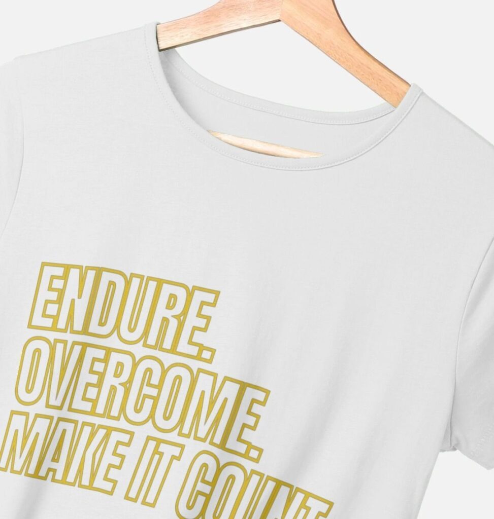 Tough Smudge EOM Women’s Crew Neck T-Shirt – Endure. Overcome. Make It Count.