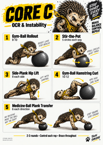 Tough Smudge Core C OCR and Instability workout wallchart featuring Smudge the Hedgehog